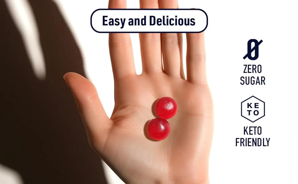 Real Ketones Exogenous Keto BHB Gummies for Rapid Ketosis Keto Diet Support Orange Flavor 30 Servings - Easy and delicious, zero sugar, keto friendly, hand holding two ketone gummies