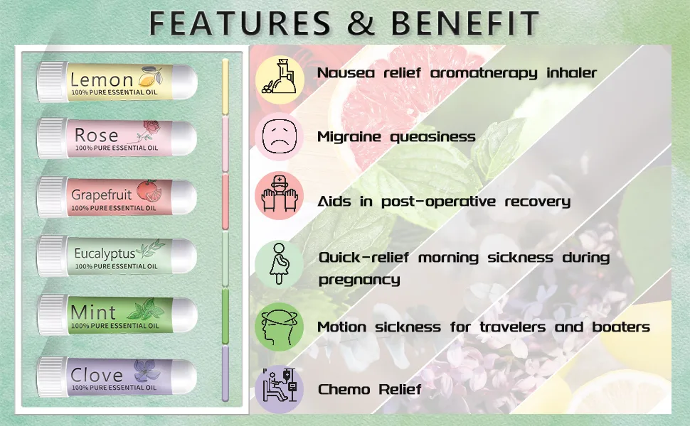 Hion Nausea Relief Inhaler-Grapefruit and Mint 100% Natural and Safe Grapefruit Essential Oils Inhalers - Inhaler