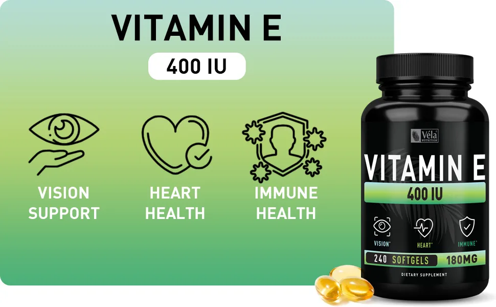 Vitamin E Softgels (400 IU) 240 softgels Supports Immune Health & Antioxidant Activity 240 Day Supply - immune support