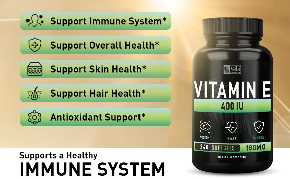 Vitamin E Softgels (400 IU) 240 softgels Supports Immune Health & Antioxidant Activity 240 Day Supply - immune support