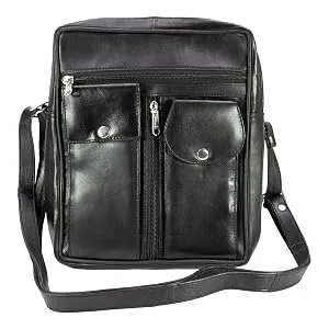 Paul Walter Genuine Leather Black Crossbody Shoulder Bag for Unisex/Travel kit Handbag Messenger Bag - Kit Bag