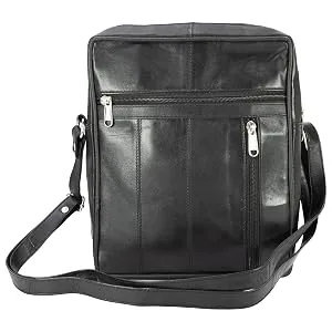 Paul Walter Genuine Leather Black Crossbody Shoulder Bag for Unisex/Travel kit Handbag Messenger Bag - Large Space Bag