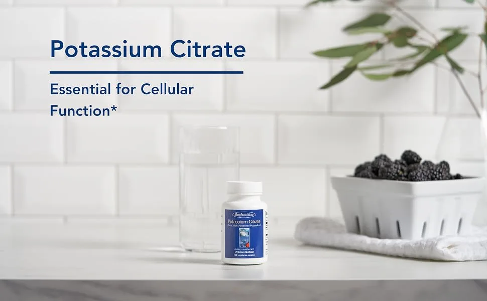 Allergy Research Group - Potassium Citrate - Pure Well-Absorbed Potassium -120 Vegetarian Capsules - Potassium Citrate Essential