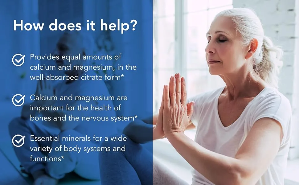 Allergy Research Group - Calcium Magnesium Citrate - Bone Nervous System - 100 Vegetarian Capsules - How Does it Help