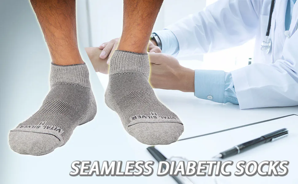 Vital Salveo- Soft Non Binding Seamless Circulation Diabetic Socks- Ankle Short (1 Pair) (Small) - seamless socks short ankle breathable snug soft seamless toes diabetic men women unisex