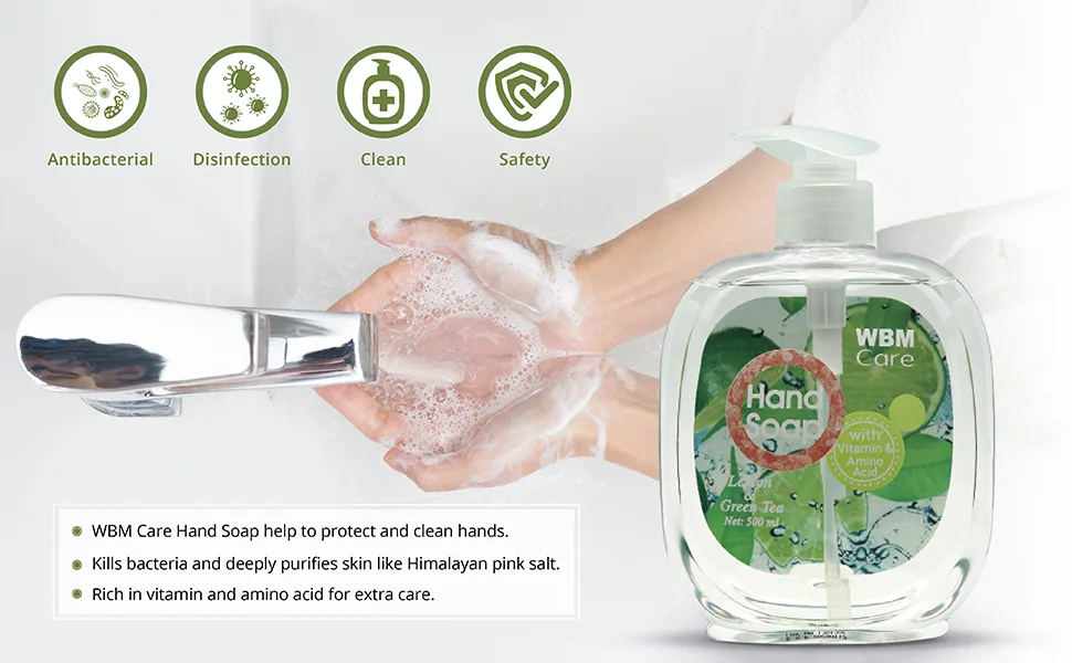 Himalayan Chef WBM Natural Lemon Liquid Hand Soap With 3 PCs Natural Mint Nasal Inhaler 5 Pound - liquid hand soap;soap;hand soap refill;hand soap;wbm hand soap;lempn hand soap;hand wash