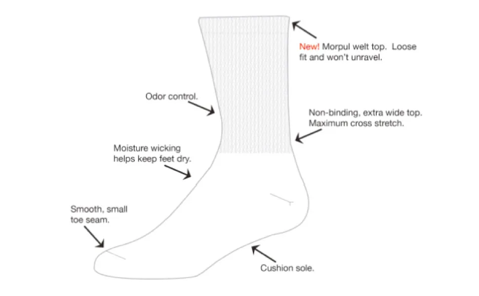 Diabetic Socks for Mens Womens Loose Fit Non-Binding Crew Socks 6 Pairs MADE IN USA Large Black - Diabetic Sock