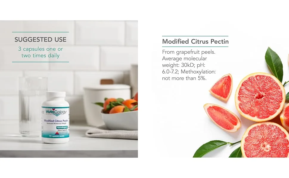 Nutricology Modified Citrus Pectin - Low Molecular Weight Cleansing - 120 Vegetarian Capsules - 52060