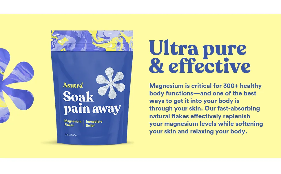 ASUTRA Magnesium Chloride Bath Flakes 2 lbs | for Foot & Body Soaks 2lbs - Magnesium Flakes - ultra pure and effective