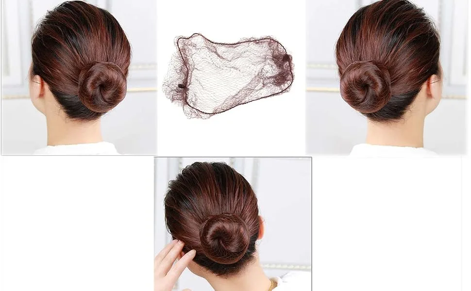 40 Pieces Coffee 50cm Invisible Hair Net Elastic Mesh Hair Bun Nets Bun Cover For Gym Ballet - product information 4
