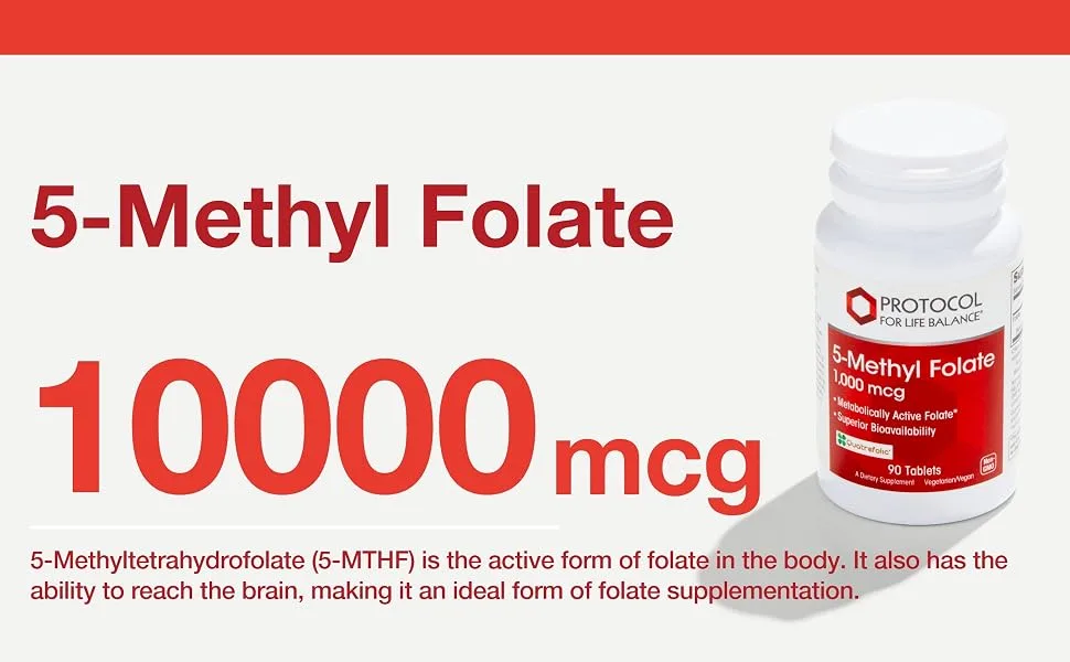 Protocol 5-Methyl Folate 1 000mcg - Bioavailable Folate Supplement -Nerve Support - 90 Tabs - Methyl Folate