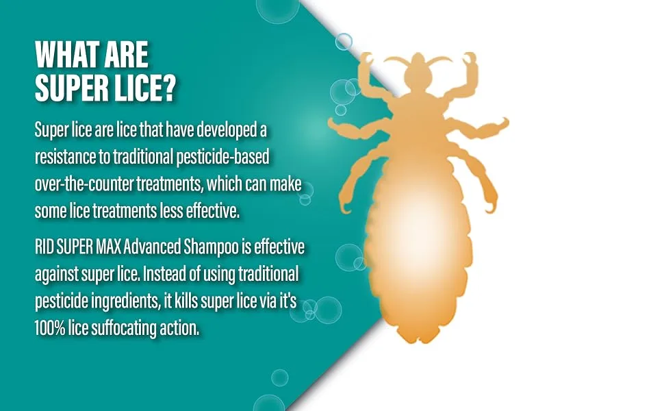 RID Super Max Advanced Shampoo Lice Removal Treatment 3.4 Fl Oz Includes Nit Removal Comb - RID Advanced Shampoo