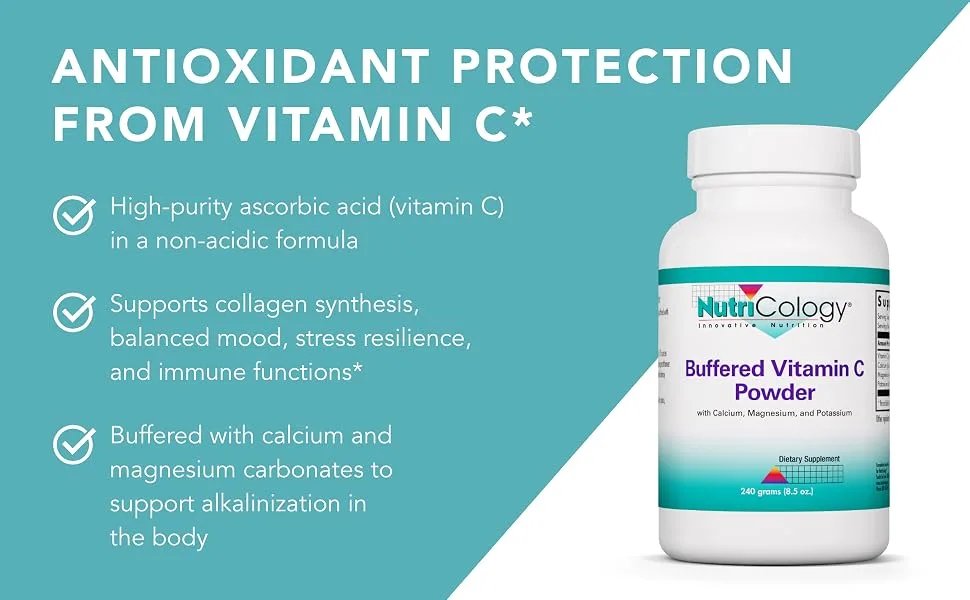 Nutricology Buffered Vitamin C Powder - Calcium Magnesium Potassium - 240 Grams (8.5 oz) - Nutricology 50000