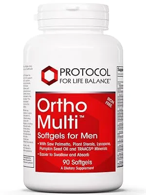 Protocol Ortho Multi - Prostate Health and Multivitamin for Men - Iron Free - 90 Softgels - ortho multi softgels for men