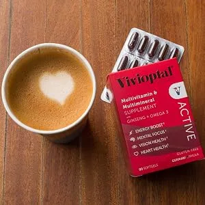 Vivioptal Active 90 Capsules - Multivitamin & Multimineral Supplement - Ginseng & Omega 3 - active, vivioptal