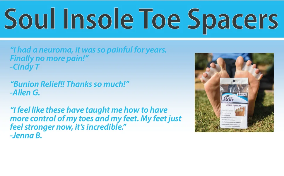 Premium Toe Spacers/Toe Correctors/Toe Separators by Soul Insole Large Size Large / Wide - insoles, shoe inserts, toe correctors, bunion pads, bunion correctors, neuroma, gel spacers, toes