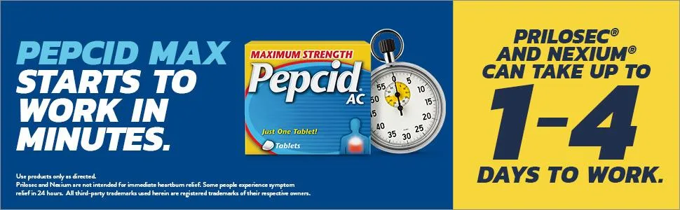 Pepcid AC Maximum Strength 20 mg Famotidine for Heartburn Prevention & Relief 8 Ct - Pepcid Max starts to work in minutes