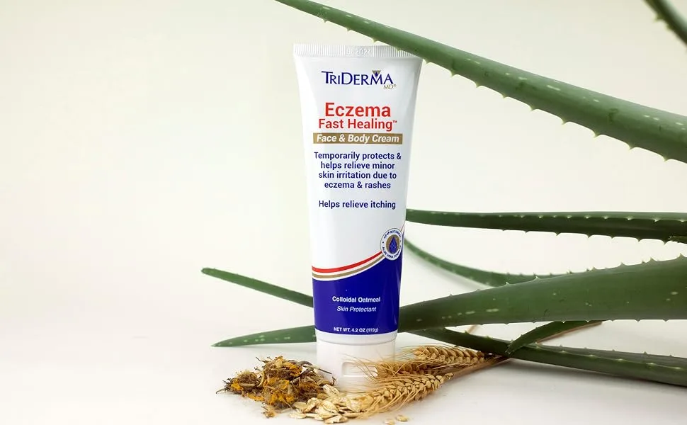 TriDerma Eczema Cream Fast Healing Eczema Relief for Face and Body 6.0 Ounce Tube - eczema, eczema relief, itching, itching relief, formula, creamy, soothing, calming, gentle effective