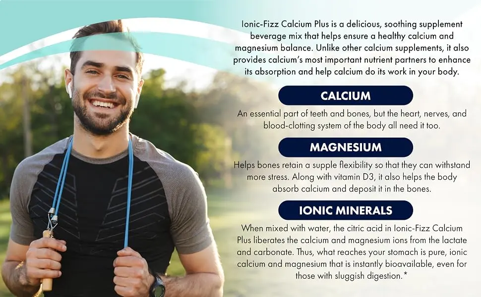 Pure Essence IonicFizz Calcium Plus Raspberry Lemonade Flavor - 210 grams (7 oz) - Calcium, Magnesium and ionic mineral supplement