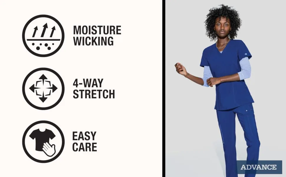 Dickies Advance Men Warm Up Scrubs Jacket Zip Front Moto DK315 XS Onyx Twist - Dickies Advance Icon Module