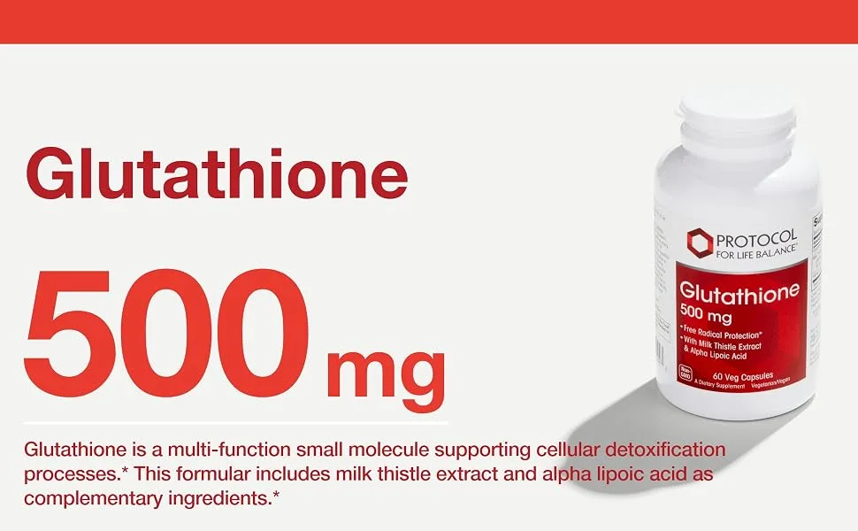 Protocol Glutathione 500mg - Milk Thistle and Alpha-Lipoic Acid - 60 Veg Caps - Glutathione