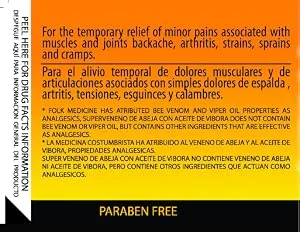 Veneno De Abeja Aceite De Vibora Analgesic Ointment 5 oz (150 g) Paraben Free - product information 7