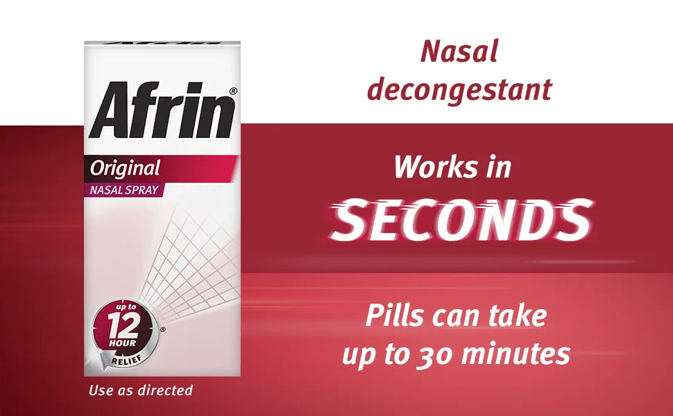 Afrin Original Maximum Strength 12 Hour Nasal Congestion Relief Spray - 30 mL - Bayer Afrin original nasal spray nasal congestion allergy decongestion colds common cold