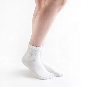 Doc Ortho Ultra Soft Loose Fit Diabetic Socks 3 Pairs 1/4 Crew Black Large - white 1/4 crew