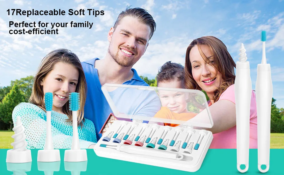 Ear Wax Remover Tool Ear Wax Removal Cleaner 17 Tips for rAdults Kids Humans - Comes with 17 soft and flexible replacement heads, Perfect for the entire family