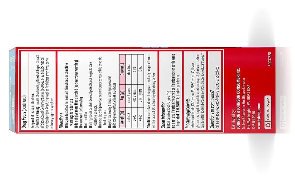 Tylenol Children's TYLENOLCold + Flu Oral Suspension Bubblegum 4 Fl. Oz - product information 2