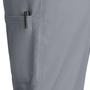 KOI Lite 606 Men's Discovery Scrub Pant Medium Short Charcoal - close up of side pocket on koi lite 606 men