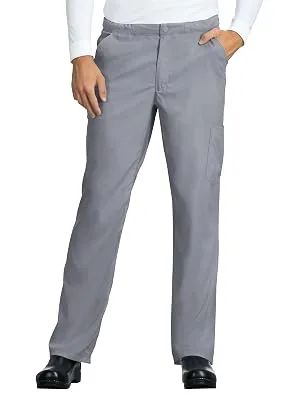 KOI Lite 606 Men's Discovery Scrub Pant Medium Short Charcoal - model wearing koi lite 606 men