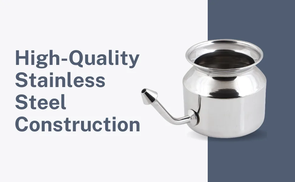 Qimacplus Pure Stainless Steel Neti Pot for Sinus Congestion - steel