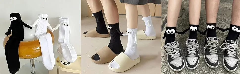Eszeifx Magnetic Hand Holding Socks for Couple Black-2pieces - hand socks