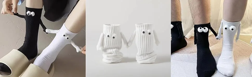 Eszeifx Magnetic Hand Holding Socks for Couple Black-2pieces - show