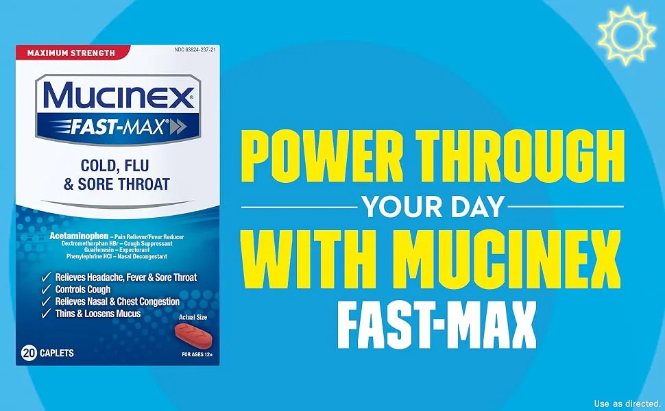 Mucinex Fast-Max Cold Flu & Sore Throat Caplets 20ct - cold flu sore throat