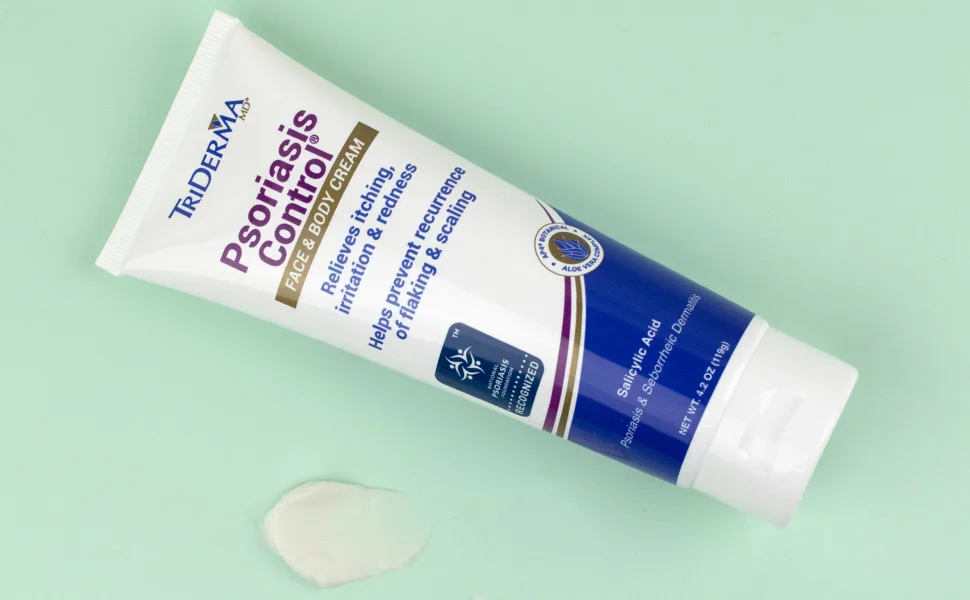 TriDerma Psoriasis Control Cream 4 Ounces - Psoriasis Cream with Swatch