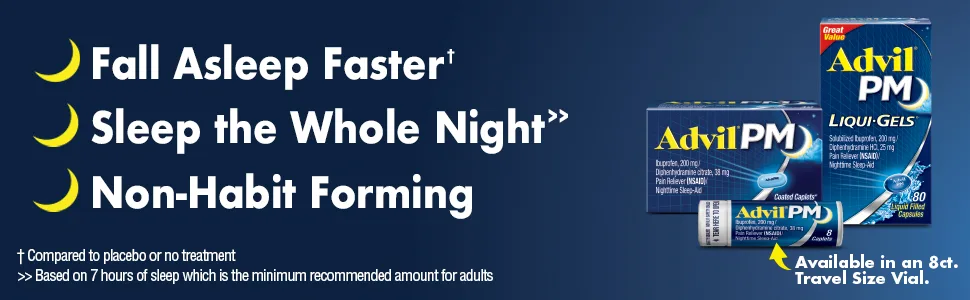 PM Pain Reliever and Nighttime Sleep Aid - Fall asleep faster