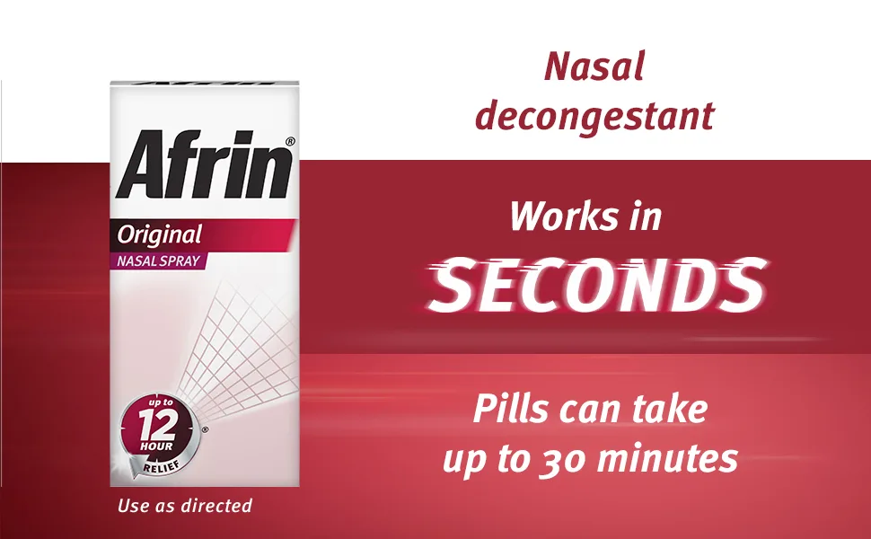 Afrin Original Spray 0.5 Ounce - Bayer Afrin original nasal spray nasal congestion allergy decongestion colds common cold