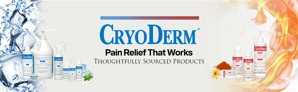 Pkg of 3 CryoDerm Heat Roll-On - banner hot cold