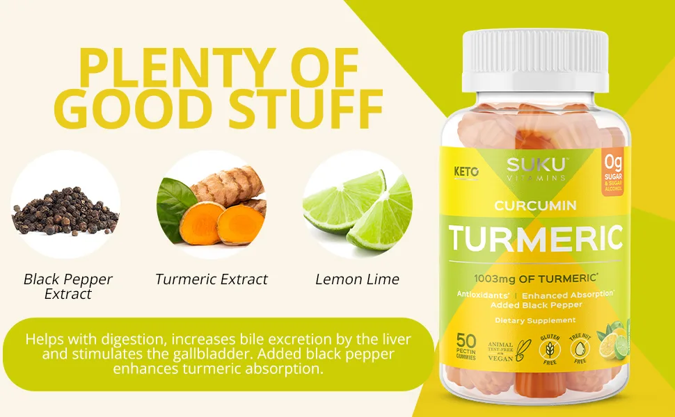 SUKU Turmeric Curcumin Gummies - turmeric