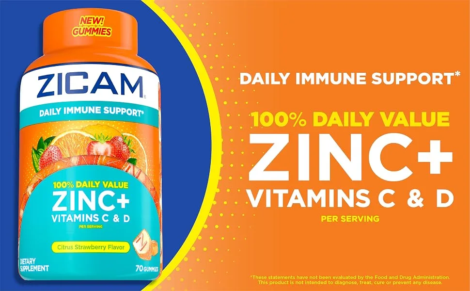 Zicam Daily Immune Support - 100% Daily Value Zinc + Vitamins C & D