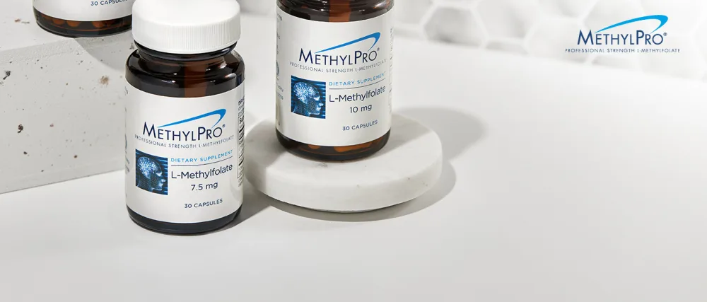 MethylPro Multivitamin + L-Methylfolate 15 mg - High Dose Methyl Folate Once-Daily Mood Support Supplement Multivitamin for Women & Men - B Complex 2000 IU Vitamin D + Vitamin C + More (30 Capsules) - l-methylfolate folate bottles together