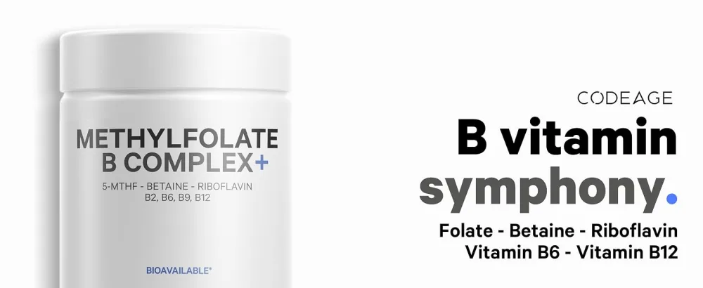 Codeage Methylfolate B Complex Supplements - 5 MTHF Methylcobalamin 1000mcg Methylated Vitamin B12 Riboflavin Betaine Vitamins B6 Methylation Cycle MTHFR - 2 Months - 120 Capsules - codeage methylfolate b complex, methyl supplement, methylation supplement, methylation formula