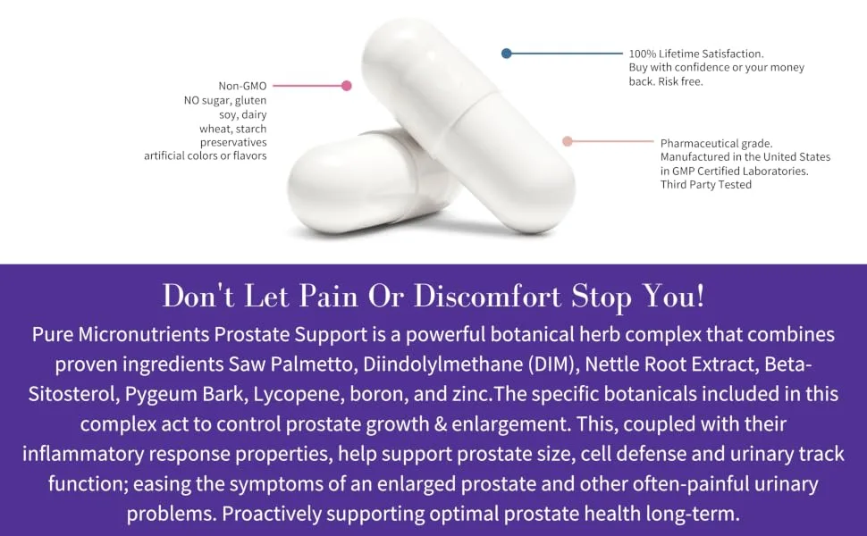 Pure Micronutrients Advanced Prostate Health Supplement - Saw Palmetto Beta-Sitosterol Stinging Nettle Root & Lycopene - Bladder Control & Urinary Support Supplements for Men 1 - prostate supplement, prostate formula, prostate health supplements for men, pygeum bark