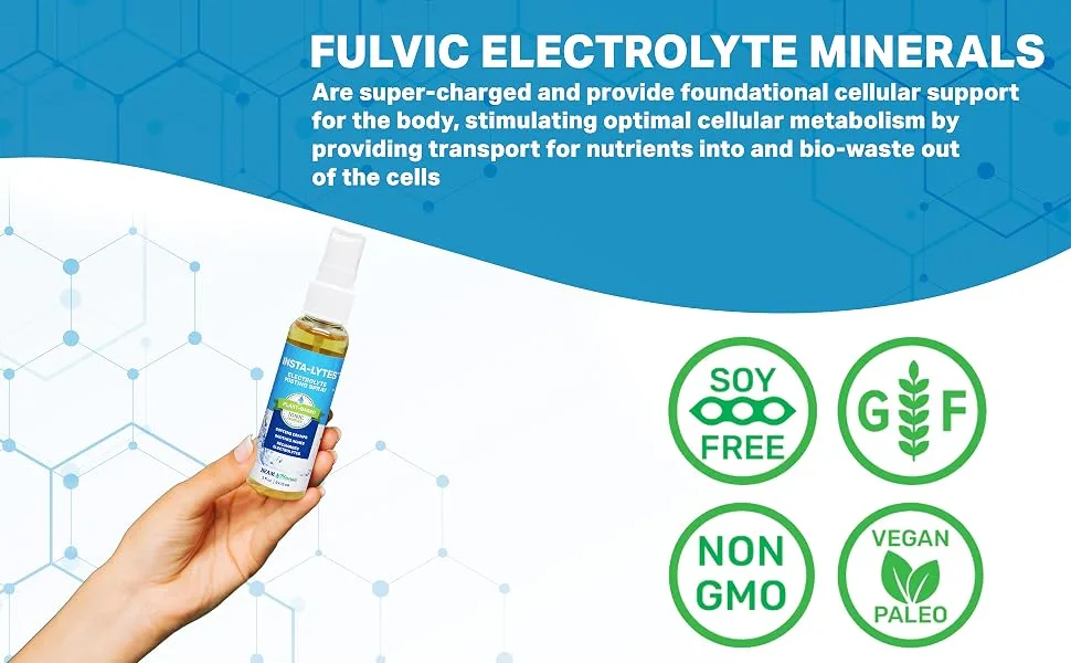 How to Stop Leg Cramps Immediately Electrolyte Misting Spray | Insta-Lytes Natural Liquid Electrolytes | Fulvic Acid Trace Minerals Spray | Fast Micronutrients Supplements - 2oz - Insta Lytes