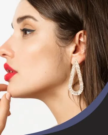 Lobe Miracle Plus - Clear Earring Support Patches & Antiseptic Wipes - Earring Backs for Droopy Ears - Ear Care Products for Torn or Stretched Ear Lobes (60 Patches & 30 Swabs) - model shown with dangly sparkly earrings to show lobe miracle supports heavy styles