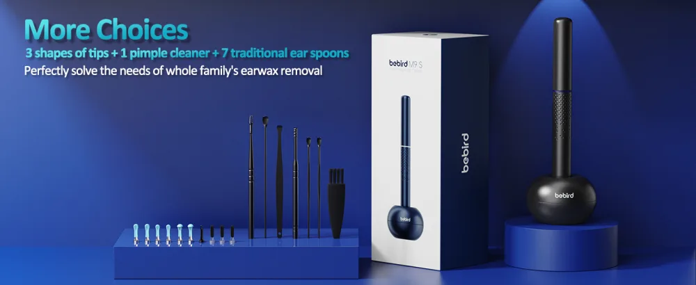Ear Wax Removal Tool with Camera Ear Cleaner with 7 Pcs Ear Set and 10 Replacement Soft Ear Spoons 10 megapixels HD Ear Camera Earwax Removal with 6 LED Lights (Black) - ear wax removal
