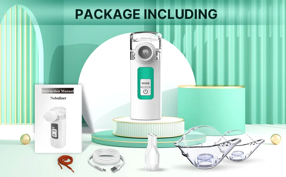 Nebulizer Machine for Kids Portable Nebulizer Machine for Adults 2 Modes Handheld Mesh Nebulizer Cool Mist with All Accessories for Travel Office Household Use Green - product information 13