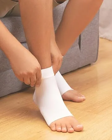 KEMFORD Ankle Compression Sleeve - 20-30mmhg Open Toe Compression Socks for Swelling Plantar Fasciitis Sprain Neuropathy - Brace for Women and Men Beige Large - Kemford Ankle Compression Sleeves